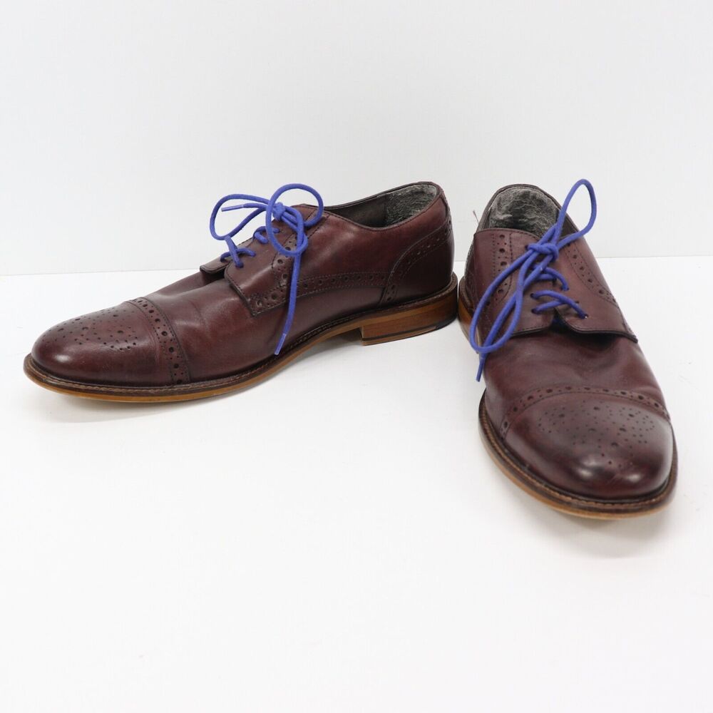 Joseph Abboud Owings Oxfords Mens 10 Brown Leather Cap Toe Brogue Dress Shoes